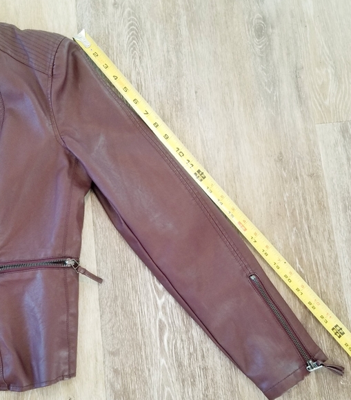 Blank NYC Burgundy Vegan Leather Moto Faux Learher Zip-up Jacket NWT - Picture 8 of 16